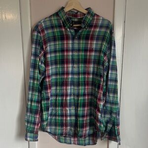 Ralph Lauren Men's Green and Red Plaid Shirt